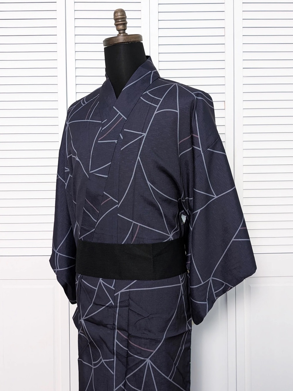Men's Japan Traditional Yukata - Spider Webs in Indigo Blue (Style #C1001)